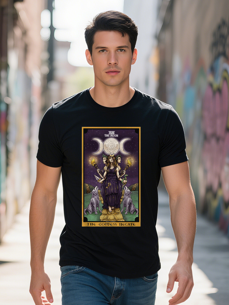 Goddess Hecate The Tarot Card Triple Moon Wheel Shirtselected Pure Cotton Interesting Design DIY Short Sleeve T Shirt