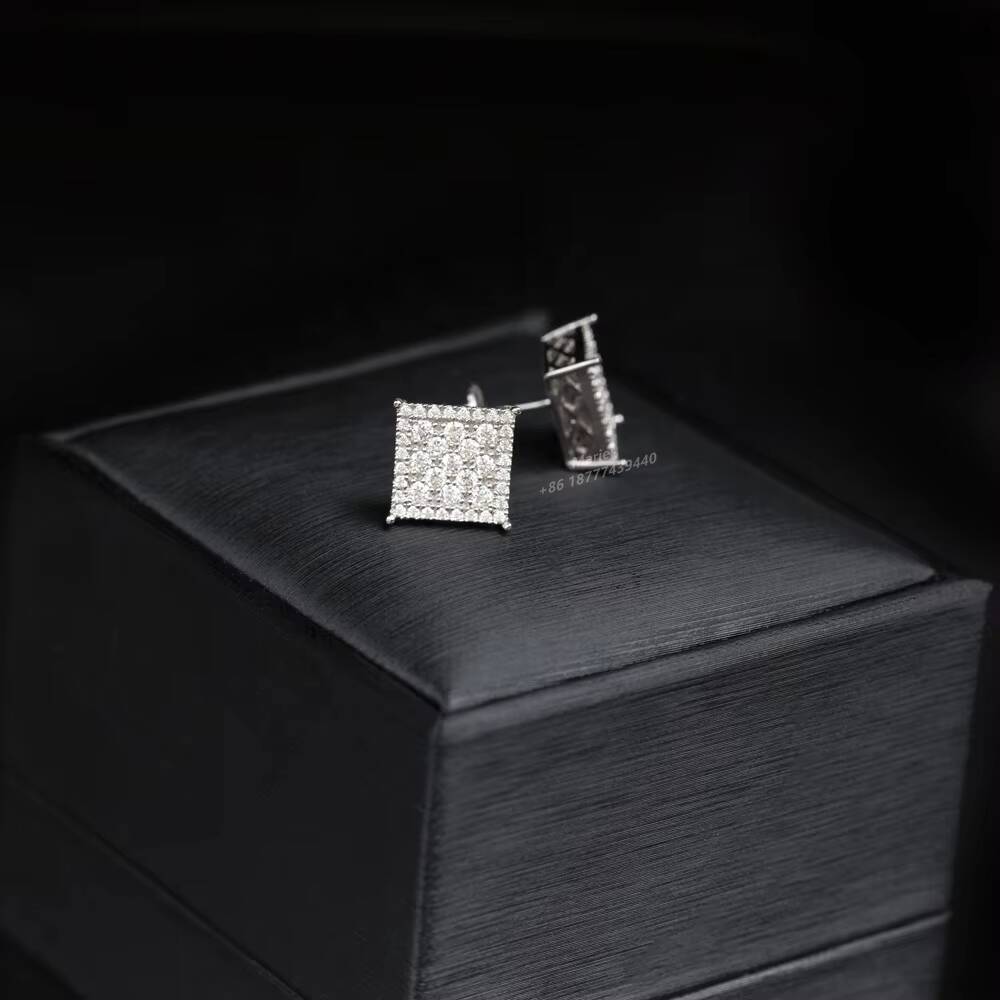Wholesale Price Vvs Moissanite Diamond Hip Hop Jewelry Custom 18k Gold Plated 925 Sterling Silver Stud Earrings