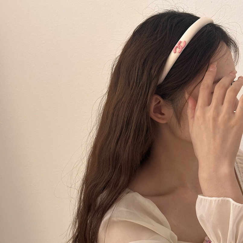 Girly Color~ aron Fresh High Crown Letter Sponge Heightening Contrast Color Headband Clip Hair Accessory