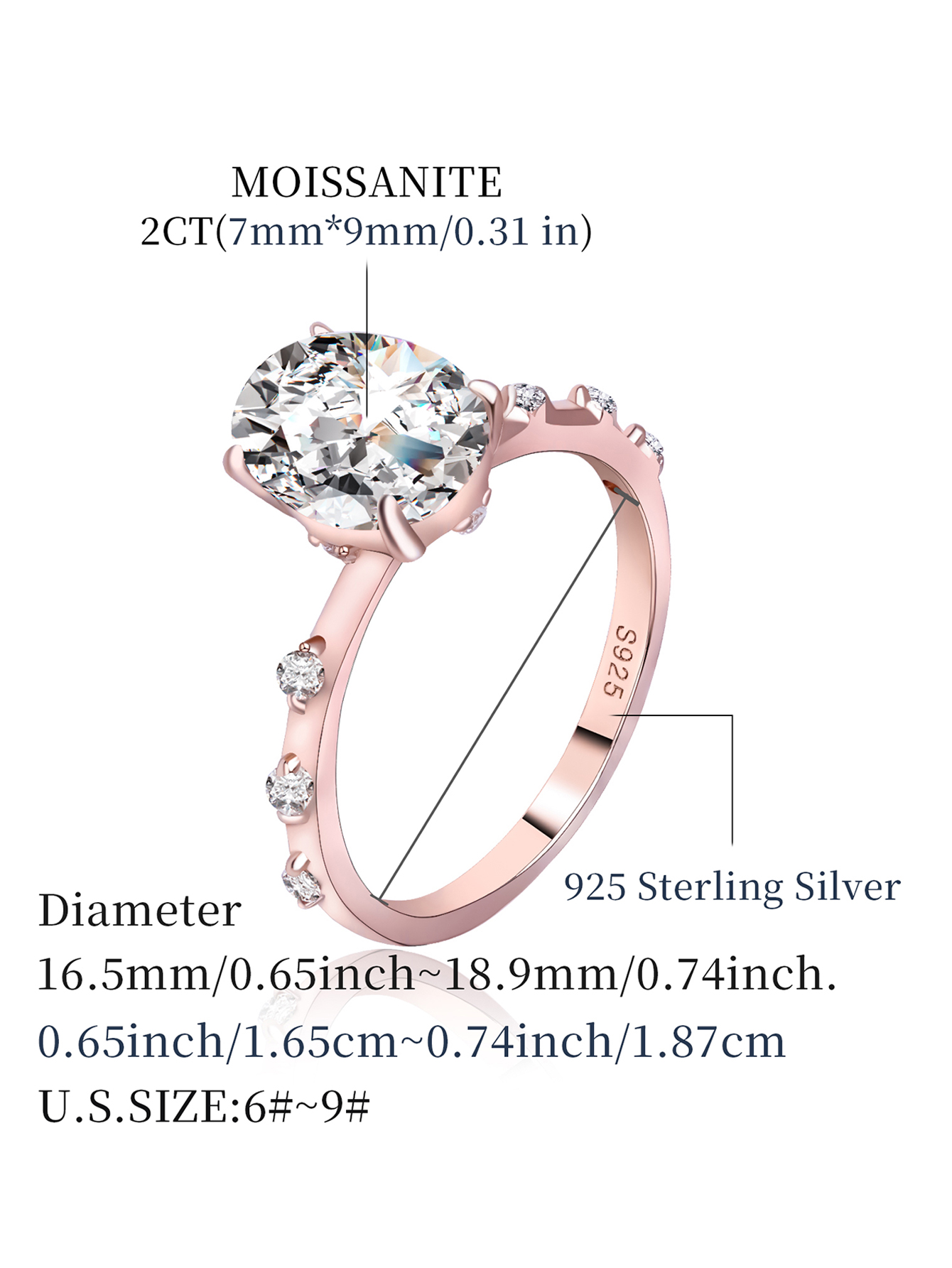 MT Engagement Wedding Oval Cut Moissanite Ring for Women Fashion 925 Sterling Silver Fine Jewelry Christmas Valentines Gift with GRA