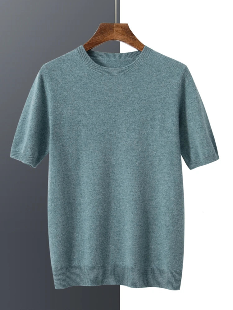 Mens O-Neck Cashmere Sweater 100% Cashmere Half Sleeve Basic Pullover Soft Comfy Bottom Knitwear Solid High Quality Tops 250806