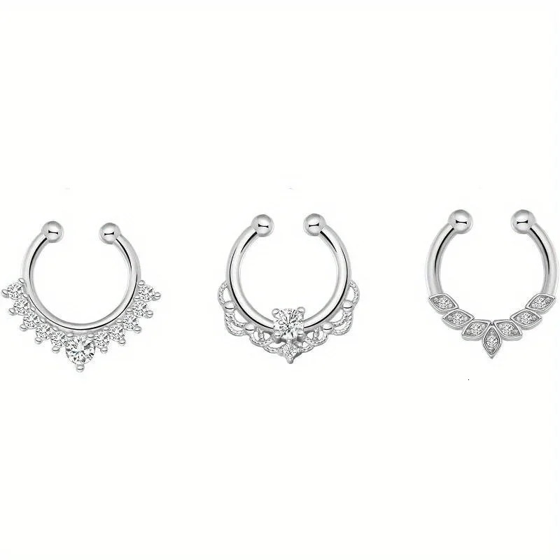 EVISPOL Nose Rings Faux Nose Piercings Septum Ring Septum Jewelry Nose Cuff Clip On Nose Ring for Men And Women 250807