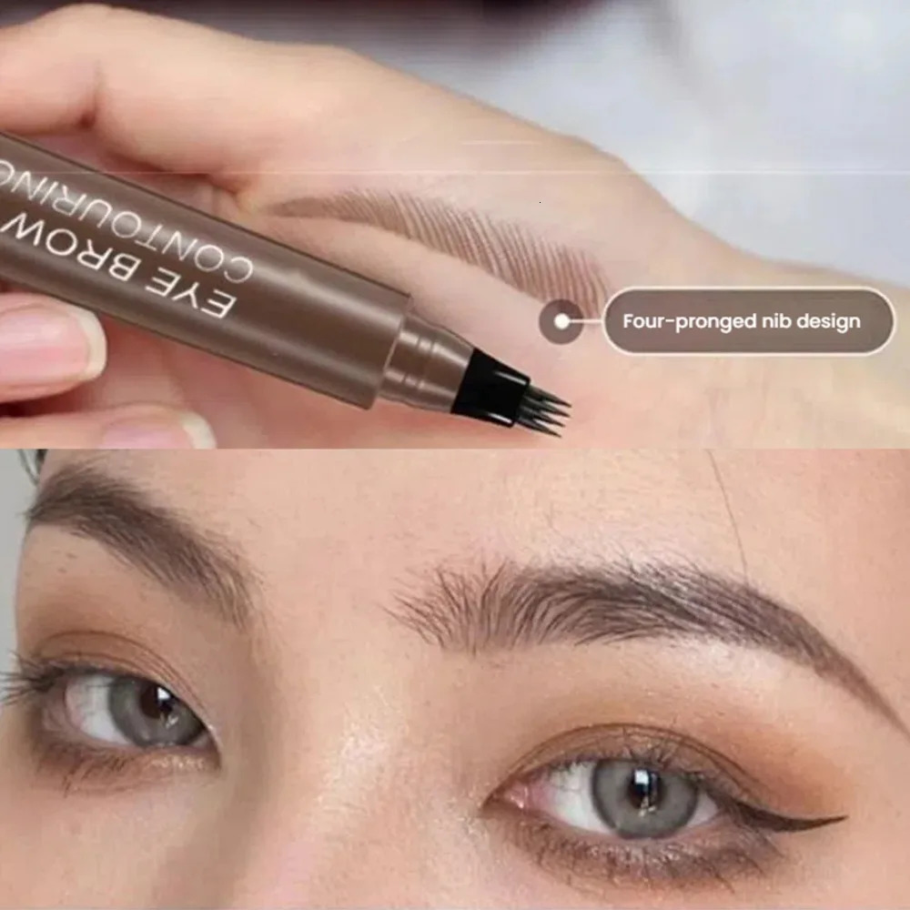 5 Colors Microblading Eyebrow Pen Waterproof Liquid Eyebrow Pencil Long Lasting Eyebrow Pen 4 Points Eye Brow Pen Cosmetics 250809