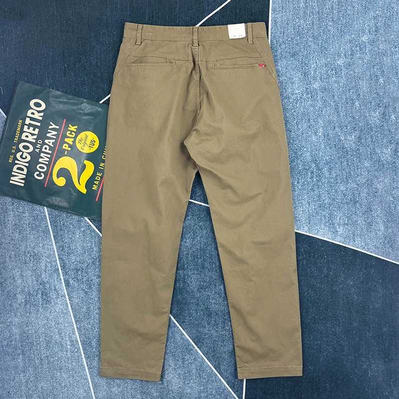 High-end cotton casual pants mens American retro small straight slim cargo pants X250812