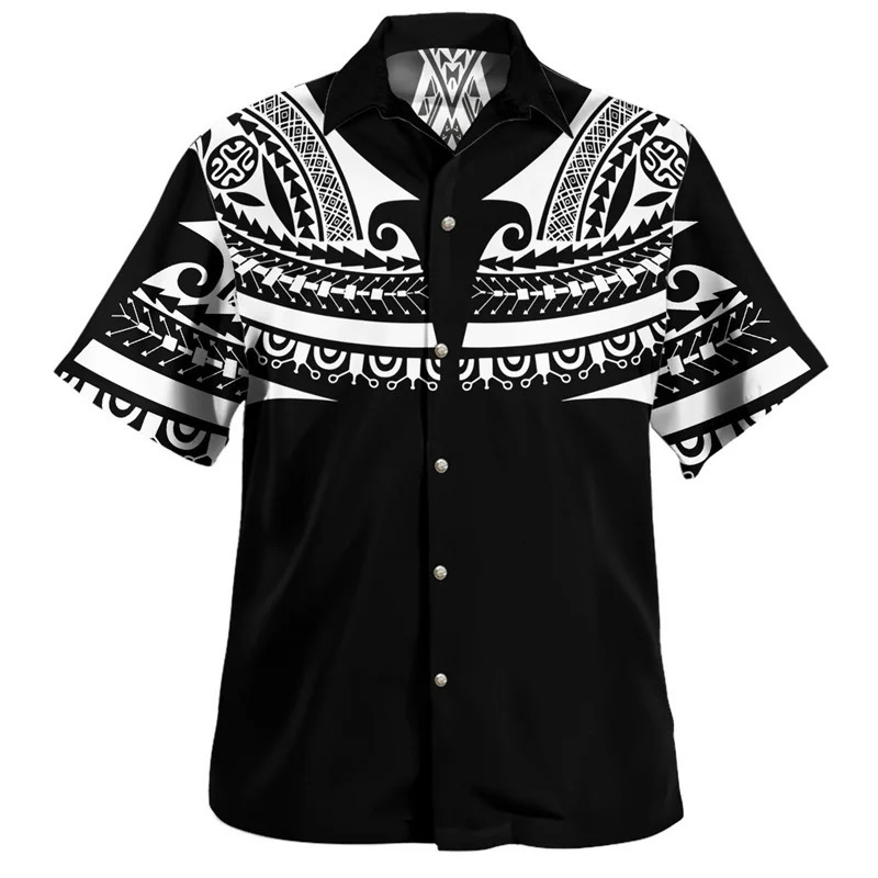 Summer Vintage 3D Polynesian Islands Printed Shirts Coat Of Arm Graphic Short Men Fashion Cool Clothes Top 250804