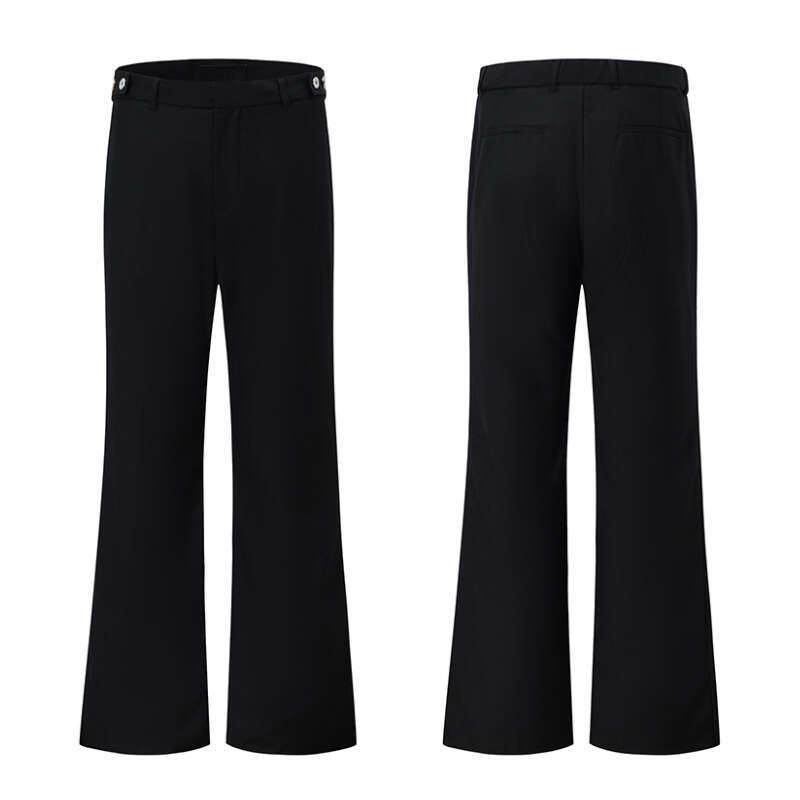 Summer Casual Dress Unisex Commuter Versatile Slimming Waist Adjustable Button Design Straight Long Pants B5