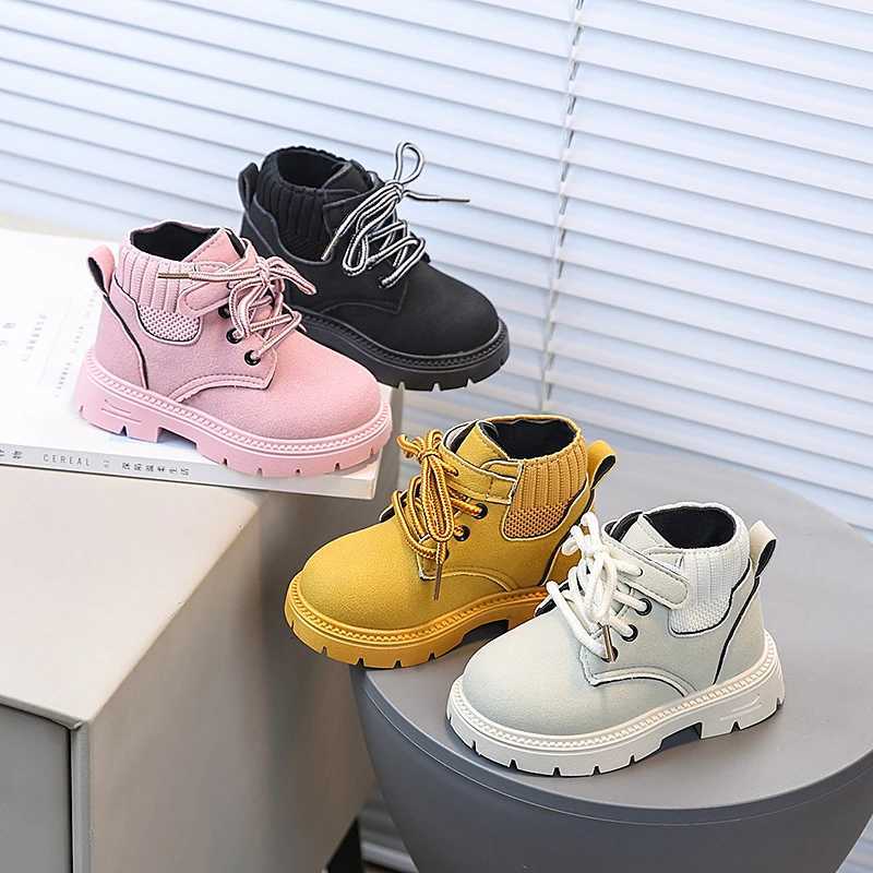 Autumn Children Boots Toddler Chunky Handsome Solid Color Kids Short Boot Mid-calf Round Toe Hook-loop Boys Girls Booties Size 21-30 XJ250812