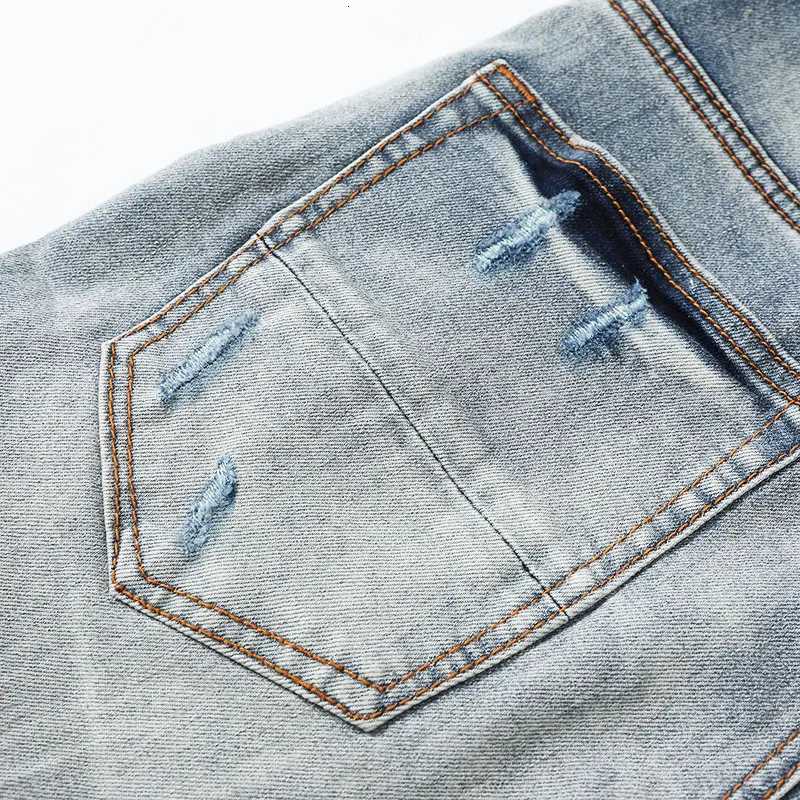 High Street Fashion Men Jeans Retro Washed Blue Stretch Skinny Fit Printed Patched Ripped Jeans Men Brand Designer Hip Hop Pants X250812