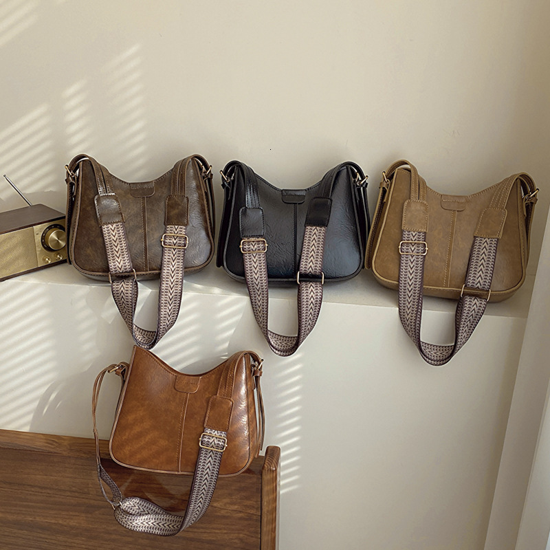 Solid Color Trendy New Fashion Casual Wide Strap Large Capacity Underarm Single Shoulder Crossbody Women s Bag ddmymarket