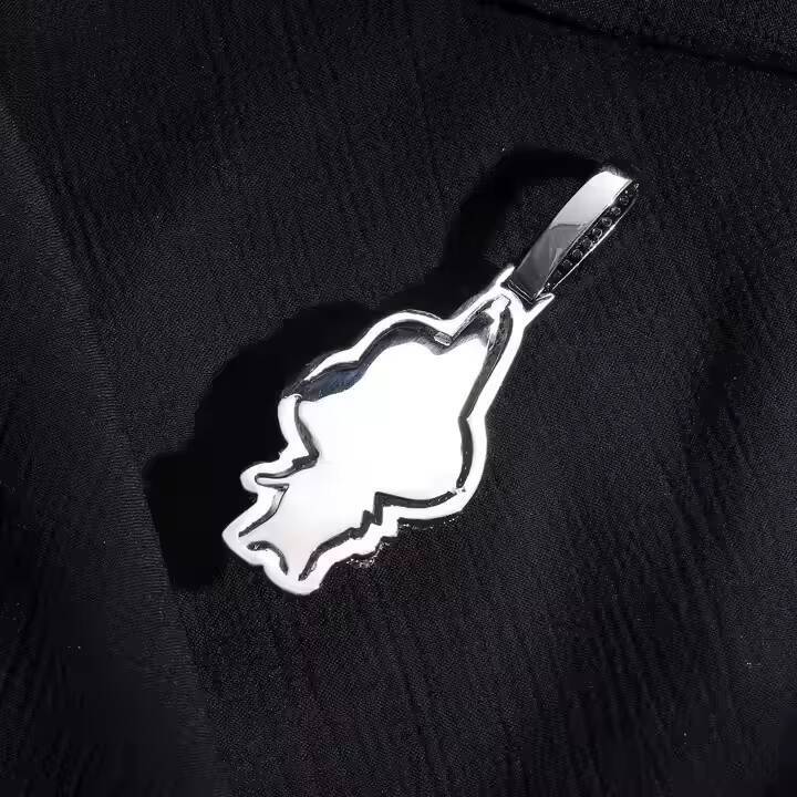 1 Inch Cute Pink Cartoon Character Iced Out Pendant Necklace 925 Silver Luxury Lab Grown Diamond Bling Jewelry for Women USA