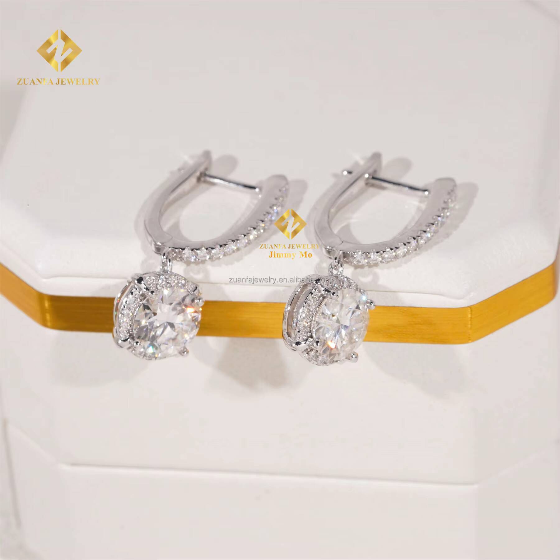Fashion Luxury Elegant Style Women Earring Jewelry 925 Silver Vvs1 Moissanite Diamond Hoop Drop Earrings Women Gift