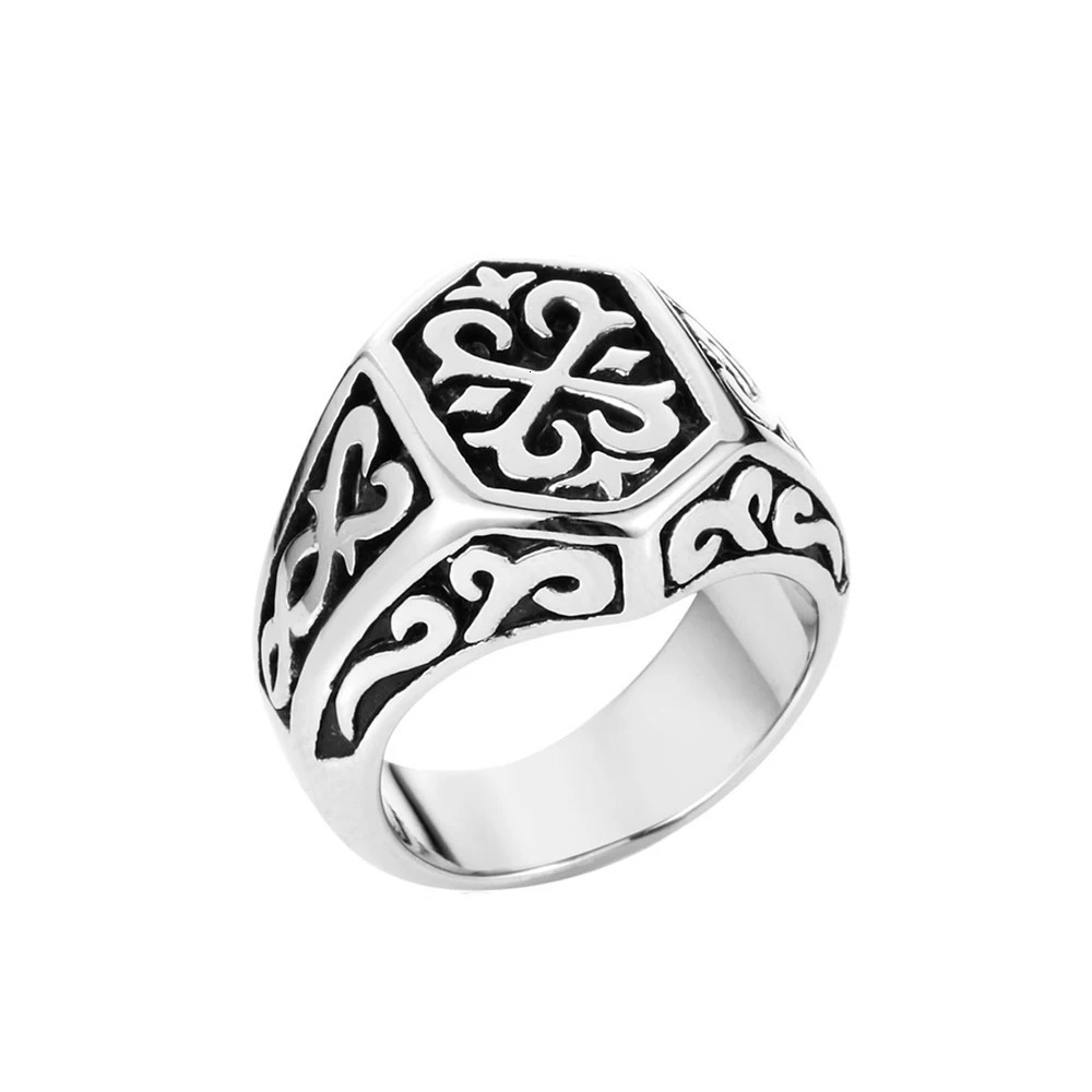 Gothic Vintage Nordic Viking Flower Pattern Ring For Men Women Stainless Steel Viking Fashion Rune Rings Amulet Jewelry Gifts 250812