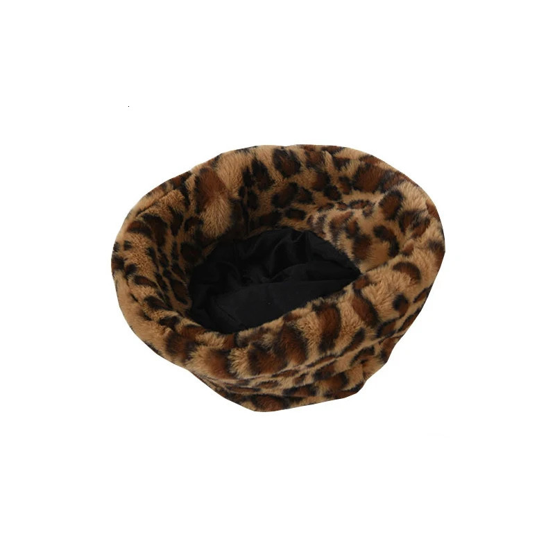 Winter Zebra Pattern Faux Fur Fluffy Bucket Hat Outdoor Women Keep Warm Fluffy Panama Cap Men Thickened Windproof Fisherman Caps 250808