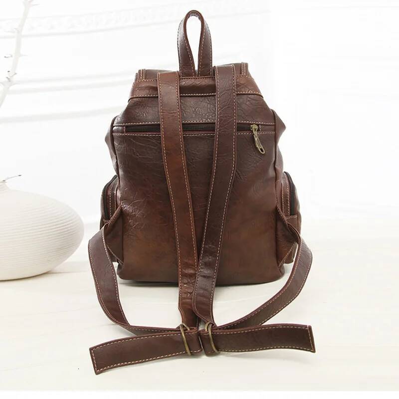 High Quality Women Backpack Vintage Backpacks For Teenage Girls Fashion Large School Bags PU Leather Black Mochila Feminina high-quality