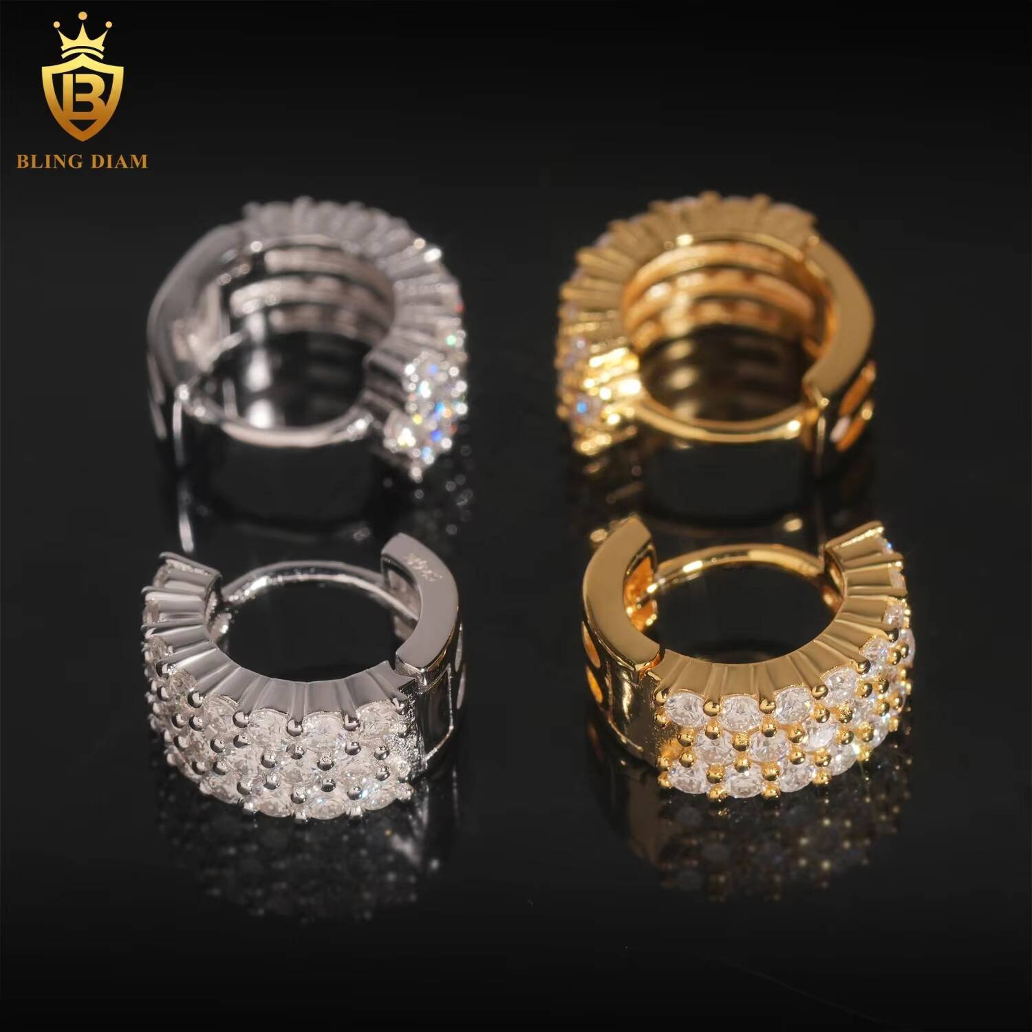 Fashion Jewelry VVS Moissanite Custom 925 Sterling Silver Luxury Iced Out Hip Hop Earrings