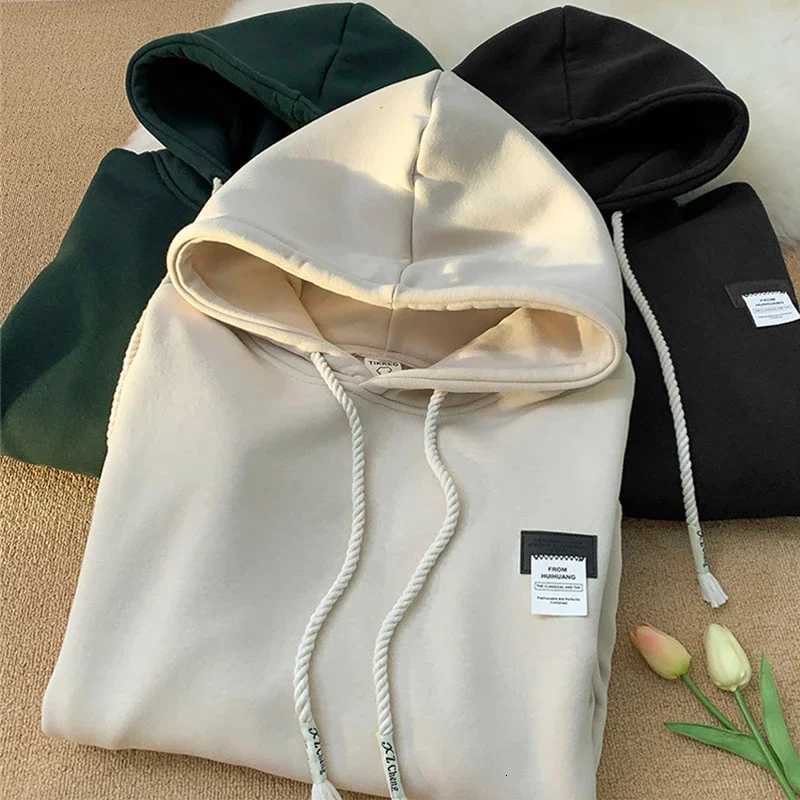 Autumn New in Solid Color Hooded Sweatshirts For Men Y2K Streetwear Appliques Hoodies Women Oversized Fleece Pullover Hoody Y250811