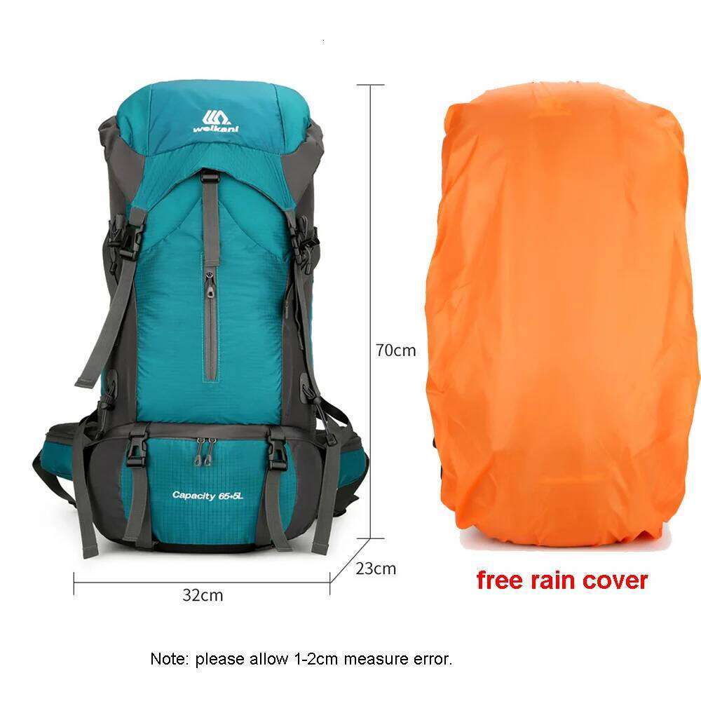 70L Nylon Camping Travel Bag With Rain Cover Outdoor Hiking Daypack Mountaineering Backpack Men Shoulder Bags Lage