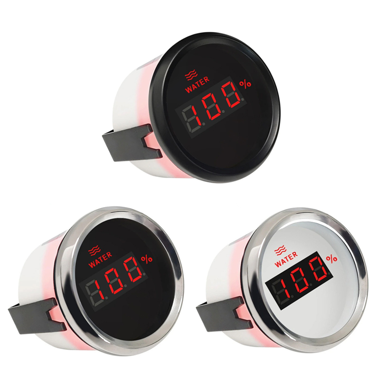 Auto 52mm 0-100% Display Water Level Gauges Marine Digital Water Level Meters 0-190ohm European Standard or 240-33ohm America Standard Input Signal wi