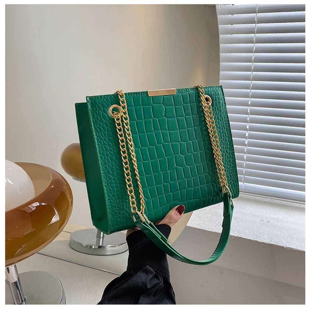 Crocodile Print Women Handbags Purse Tote Bags PU Leather Female Handbags Chain Solid Color Messenger Bag Z250812