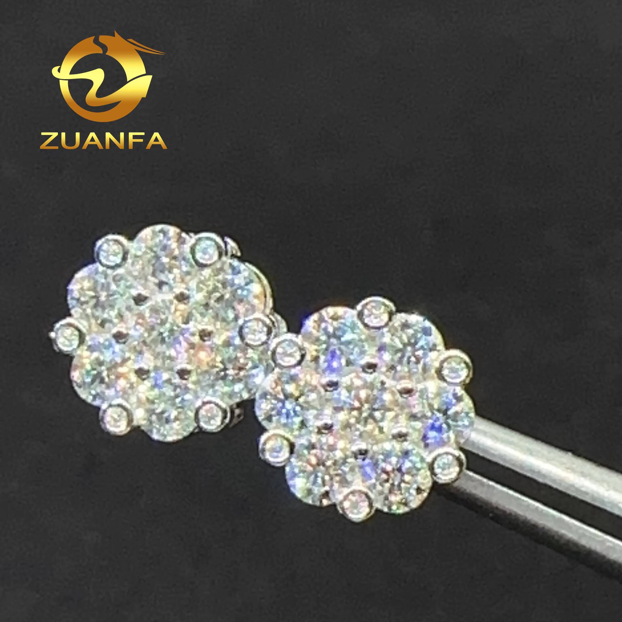 Pass Diamond Test Classic Round Moissnite Diamond Earrings Women Gold Plated 925 Sterling Silver Moissanite Hiphop Stud Earrings