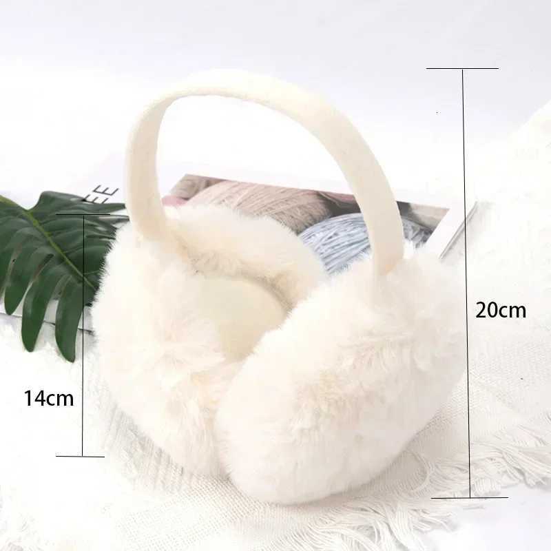White Cute Girl Soft Earmuffs Women Ear Keep Warmer Plush Solid Color Winter Adjustable Foldable Ear Protection Muffs Earflap XJ250812