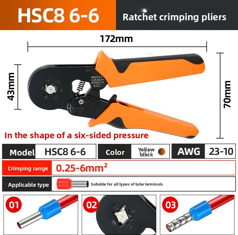 6-4 HSC8 6-6 Set German Quality Jaw Iron VE/TE Tube Type Terminal Crimping Pliers