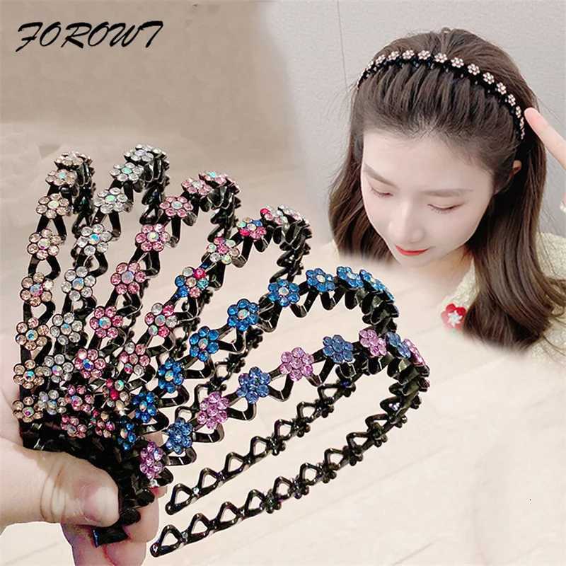 Fashion Flower Rhinestone Bangs Band Non-Slip Elastic Hairbands Crystal Band Bow for Women Girl Hair Accessories Wear X250812