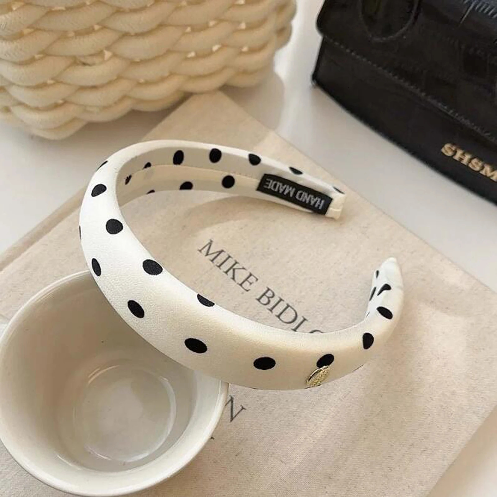 PROLY Fashion Headband For Women Casual Black White Point Hairband Soft Spongy Headwear Autumn Hair Accessories For Adult 250805