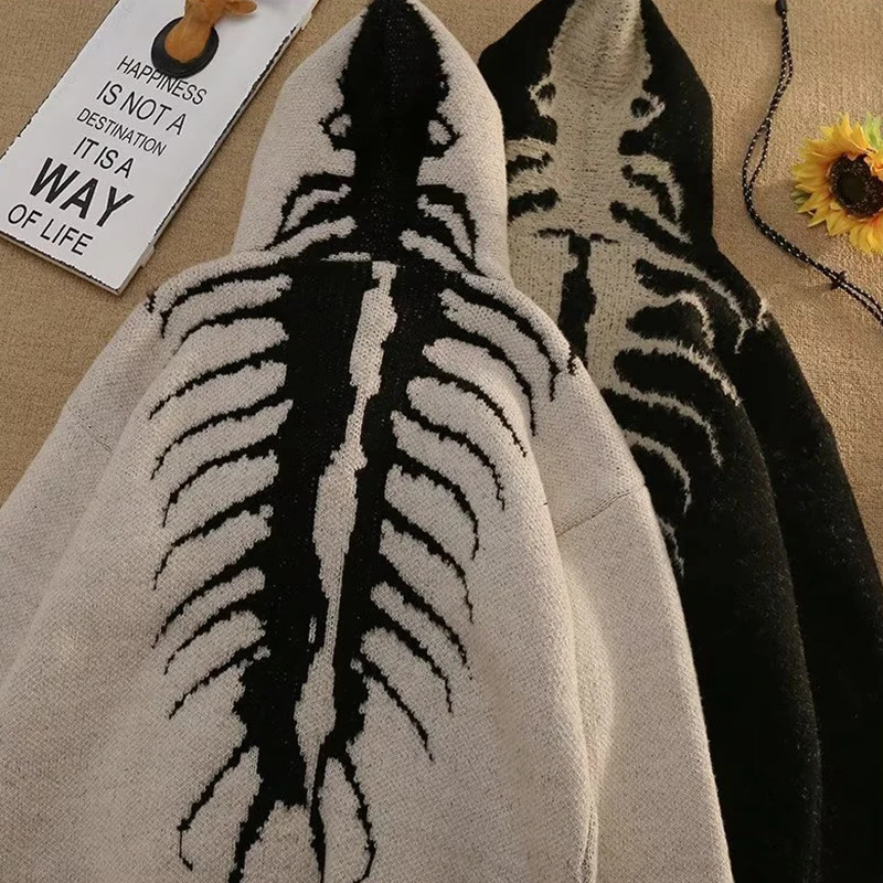 Men Casual Streetwear Knitted Sweater Retro Painting Anime Hip Hop Knitted Graphic Vintage Pullover Mens winter sweater 250805