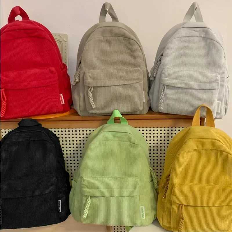 Stylish Corduroy Backpack Women Large Capacity School Bag Durable Zipper Minimalist Casual Daypack for Work College Y250811