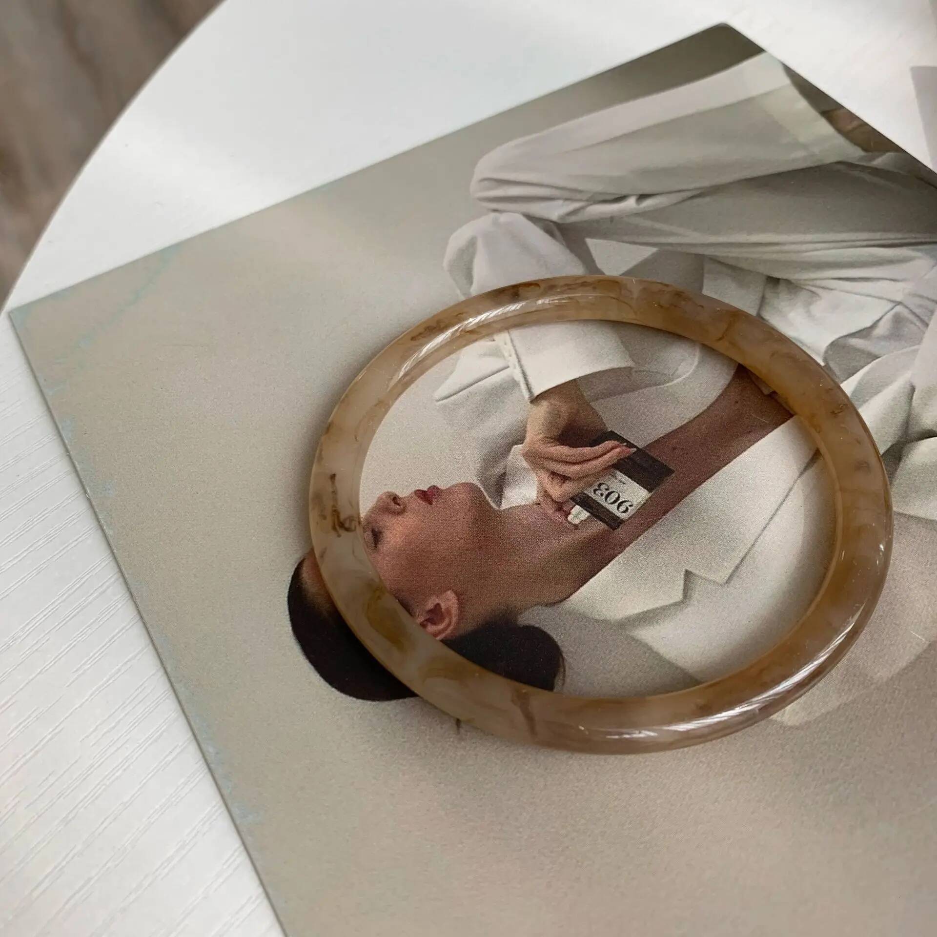 Retro Brown Resin Bangles Acrylic Marble Bracelet For Women Fashion Party Jewelry Gift