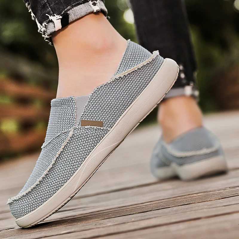 2024 Summer Men Canvas Shoes Espadrilles Breathable Casual Shoes Men Loafers Comfortable Ultralight Lazy Boat Shoes Big Size 47 Z250812