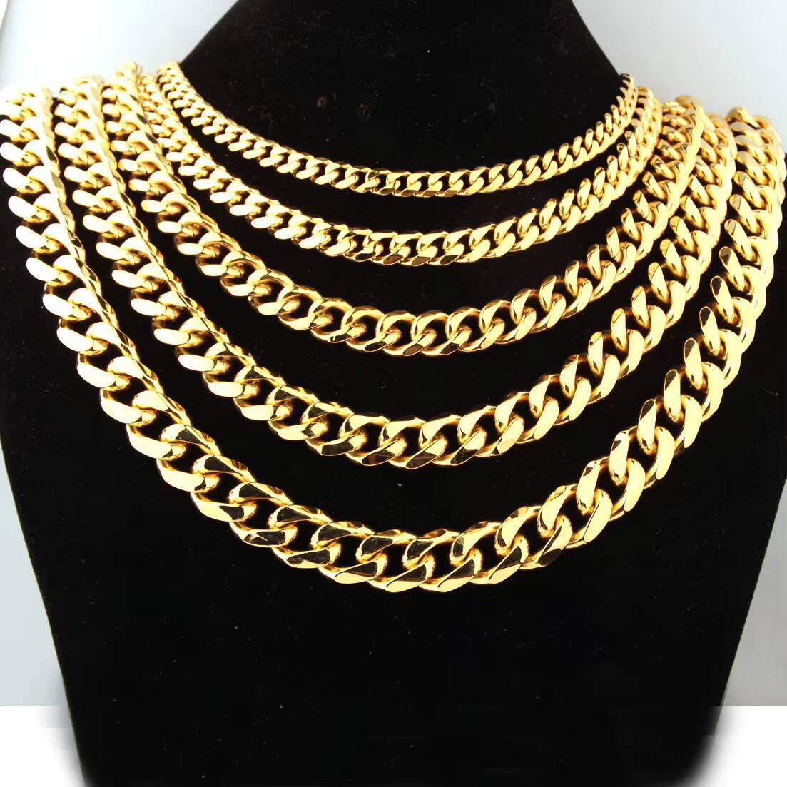 Hot Sale Hip Hop Titanium Steel 8-19mm Cuban Link Chain Fashion Personalized Thick Chain Stainless Steel Cuban Necklace for Men