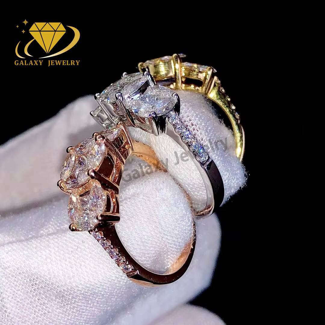 Fashion Eternity Ring CVD HPHT Lab Diamond Band Moissanite 18K Soild Gold Wedding Bands Engagement Rings for Women