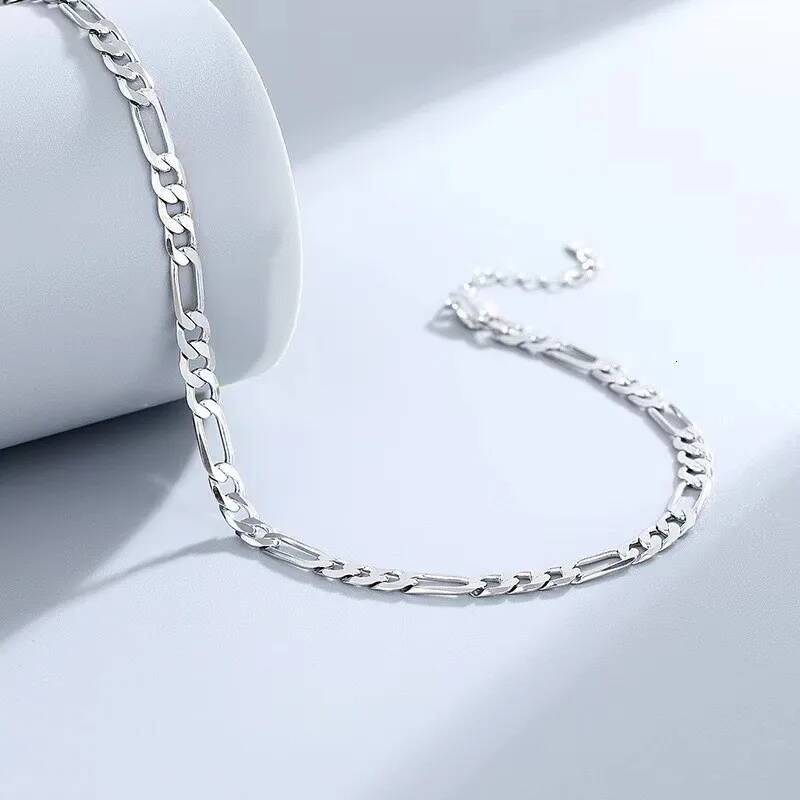 Cute charms sterling Sier Bracelets Anklet 4MM chain for Women men Wedding Lady Noble Pretty Jewelry Fashion Nice Chain