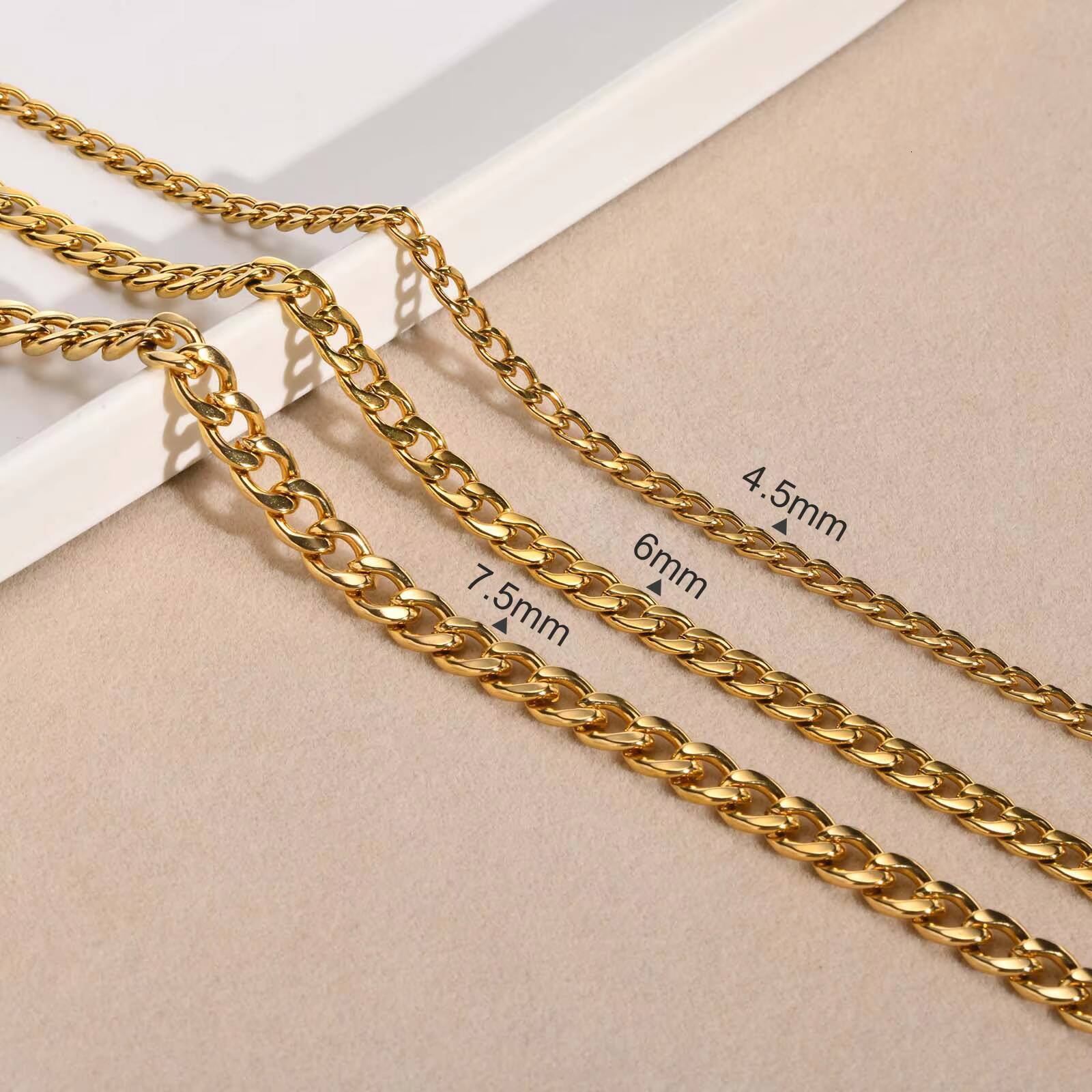 Hot-sale Curb Cuban Link Chain Chokers Basic Punk Stainless Steel Necklace for Men Women Vintage Black Gold Tone Solid Metal