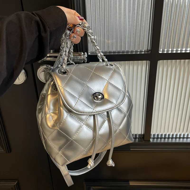 Mini Backpack Hundreds of Fashion Backpack Ladies Casual Simple Small Backpack Chain Shoulder Bag PU Material Waterproof Y250811