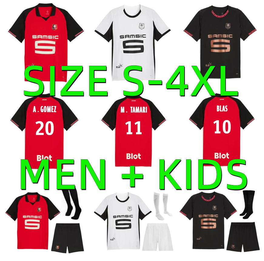 25 26 Stade Rennais Soccer Jersey 2025 2026 Rennes Maillots De Foot KALIMUENDO BLAS A.GOMEZ Football Shirts KALIMUENDO MEITE M.TAMARI KYOGO Football Shirt men kids kit