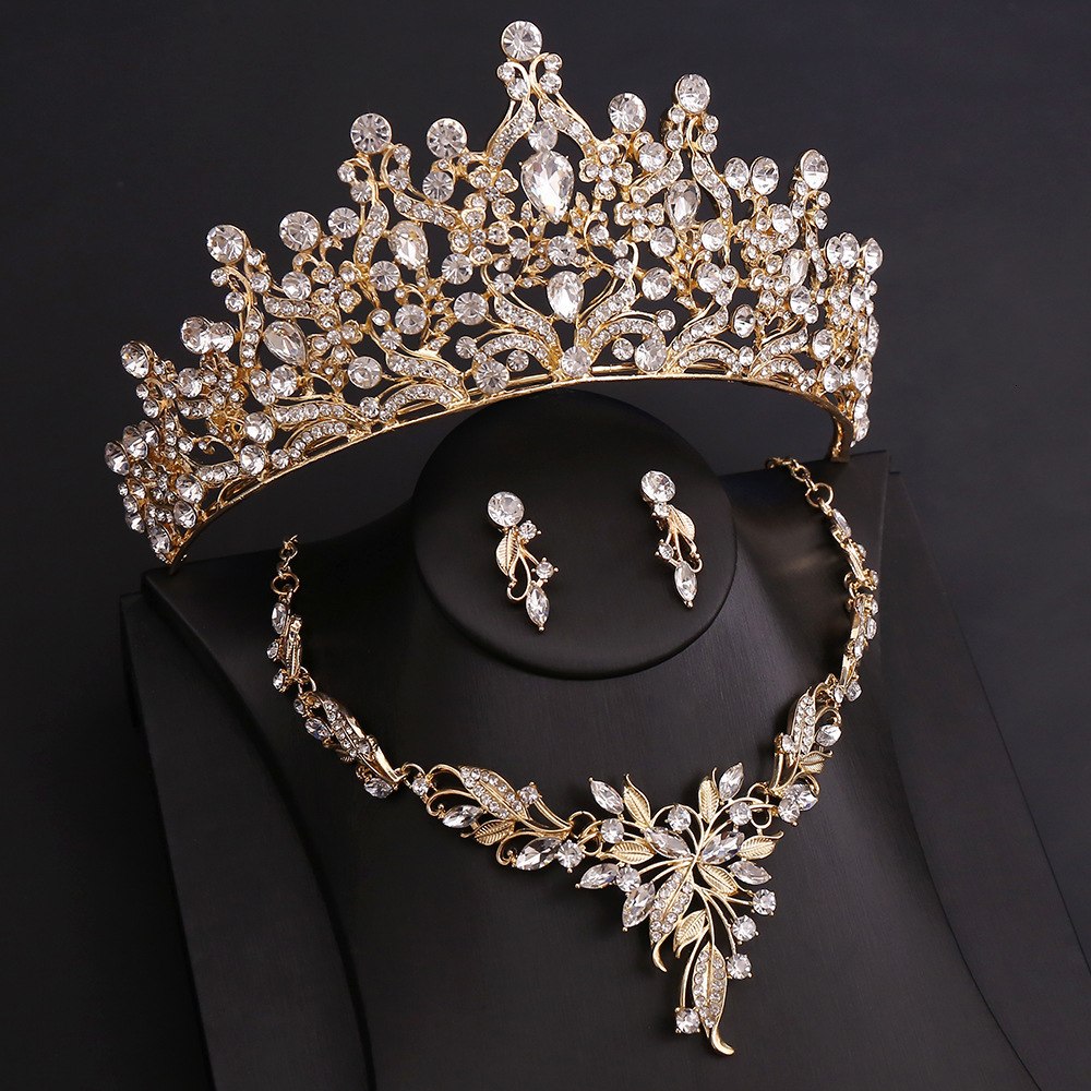 Silver Color Opal Blue Wedding Crown Jewelry sets for Women Tiaras and Earrings necklace set Princess Girls Prom Gifts Accessory 250120
