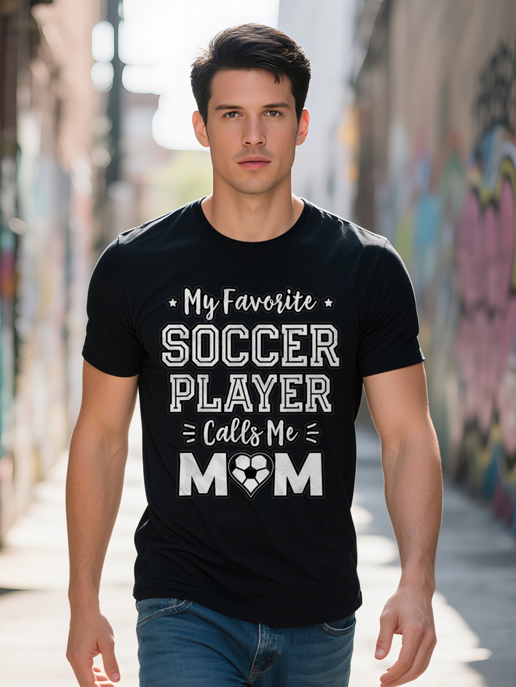Men S Casual Crew Neck T-Shirt with Graphic My Favorite Player Call Me Mom Design Perfect for Fans Gifts Fan