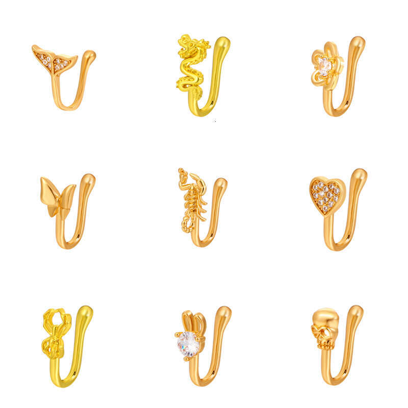 Piercing-Free U-Shaped Animal Clip Micro-Inlaid Zircon Rabbit Spider Butterfly Nose Ring Piercing Jewelry for Women