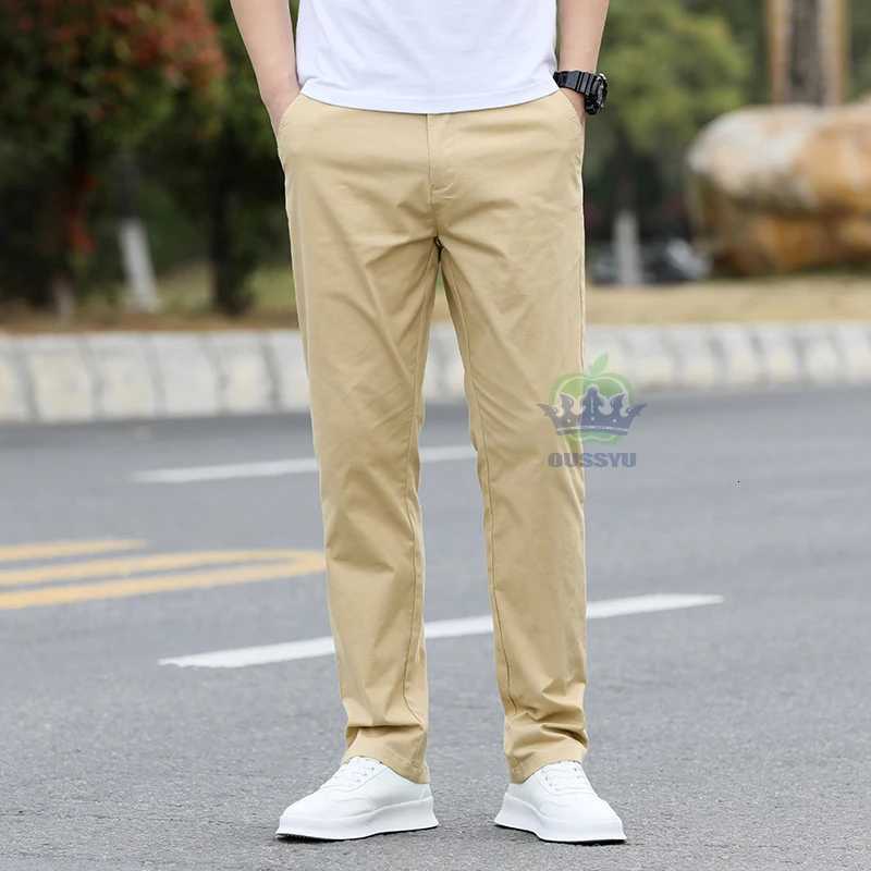 Brand Clothing New Summer Thin Business Pants Men Classics Cotton Light Gray Khaki Work Straight Trousers Men Plus Size 28-40 W250812