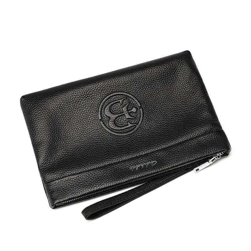100% cowhide genuine leather men's envelope wallet clutch bags for men designer bag bolso hombre bolsa