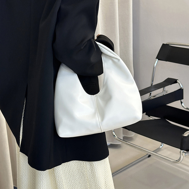 Spring New Soft Leather Dumpling Simple Handbag Fashion Patchwork Underarm Shoulder Bag for Women