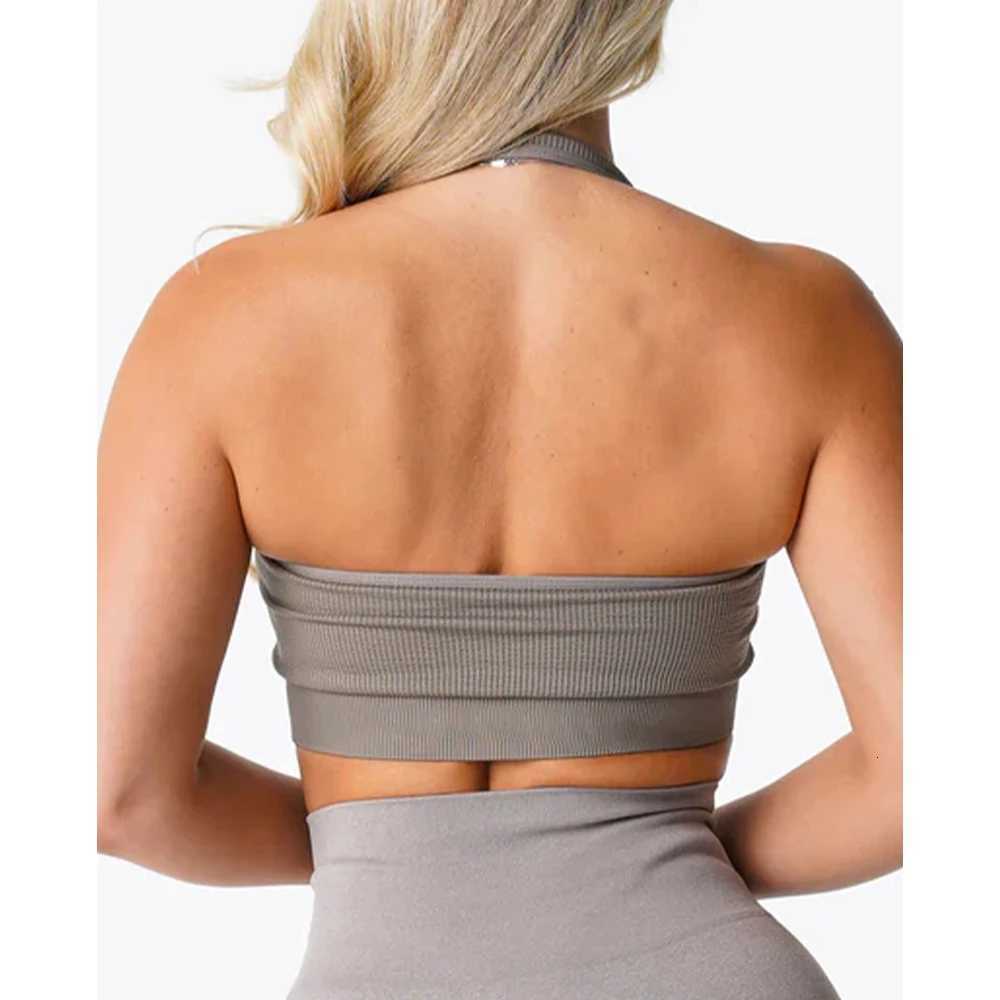 New Limitless Ribbed Seamless Halter Bra Spandex Women Fitness Elastic Breathable Breast Enhancement Leisure Sports Underwear Z250812