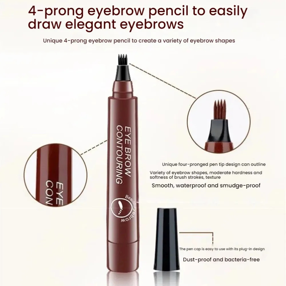 5 Colors Microblading Eyebrow Pen Waterproof Liquid Eyebrow Pencil Long Lasting Eyebrow Pen 4 Points Eye Brow Pen Cosmetics 250809