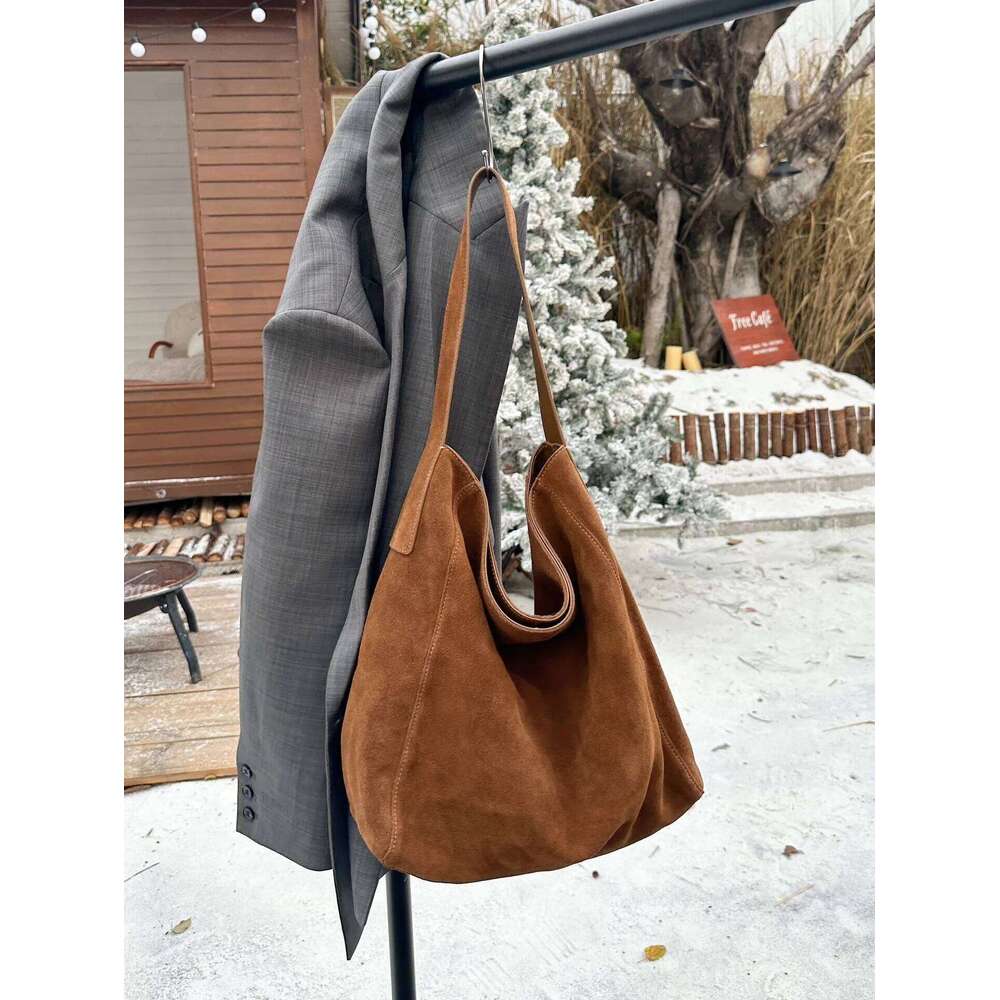 Customized for Individuals Large Capacity Winter Tote High Class Matte Suede Wool Women Handbag Coffee Kakhi Travel Shoulder Bag