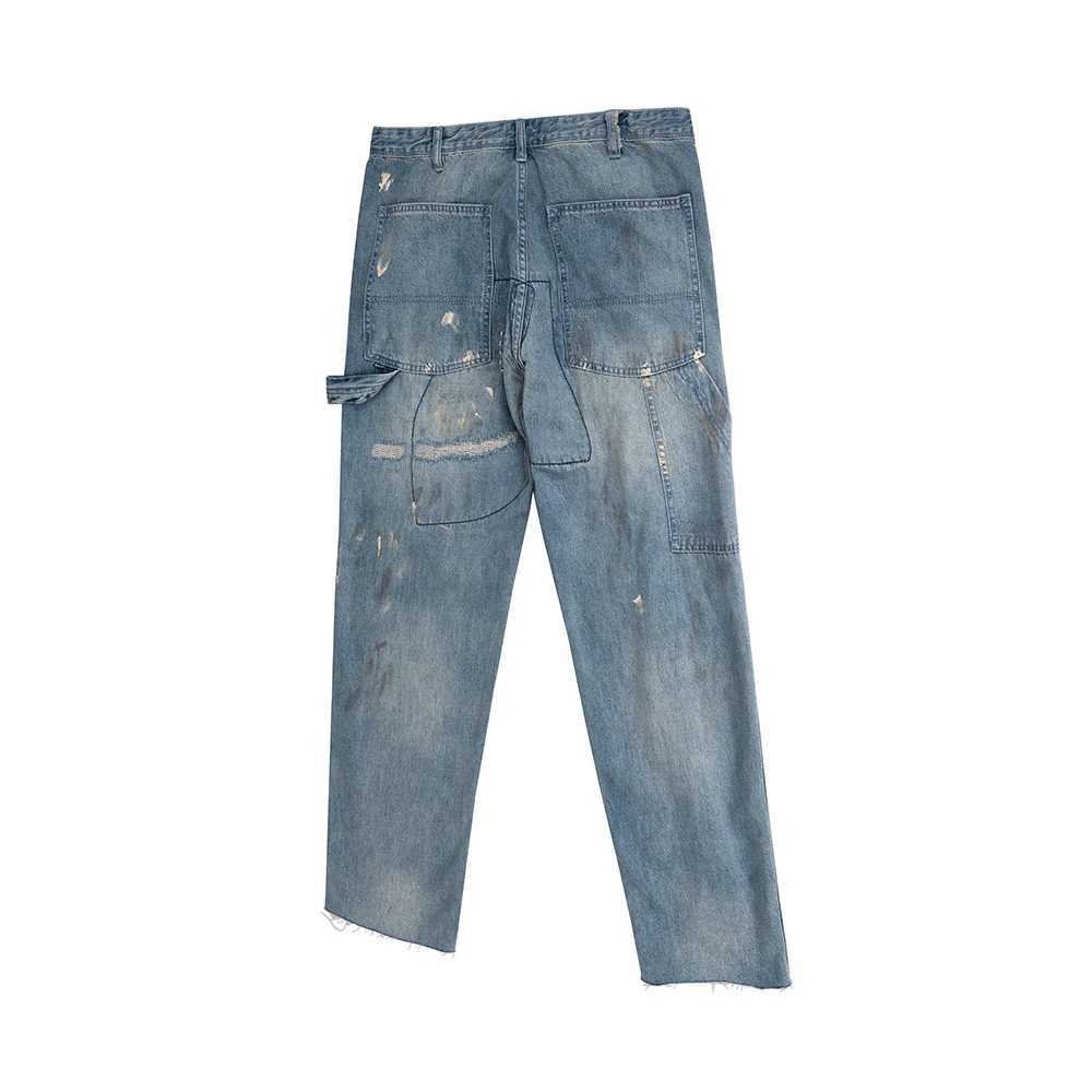 High Street Hole Distressed Splashed Ink Baggy Jeans for Men Straight Ripped Casual Loose Denim Trousers Oversized Unisex Cargos X250812