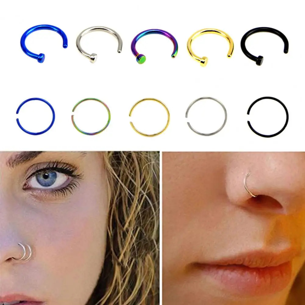 Set of Shiny Geometric Nose Rings - Exquisite and Simple Ensures Long-Lasting Wear Ideal for Prom and Special Occasions 250807