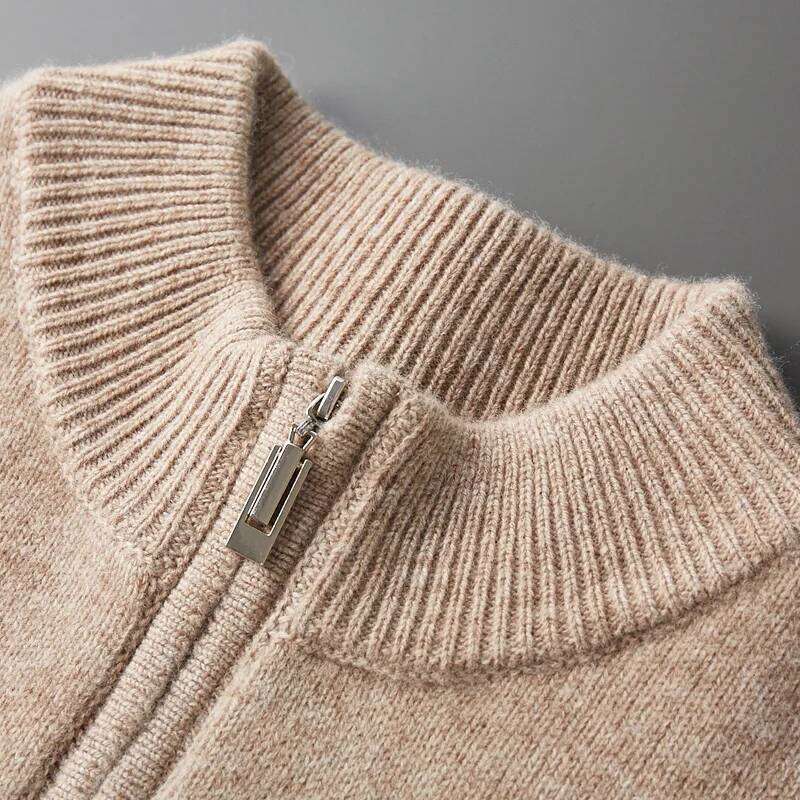 100% Merino Wool Knitted Sweater Men's Semi-Zipper High-Neck Thicken Pullovers Fashion Loose Large Size Tops Cashmere Base Shirt 250812